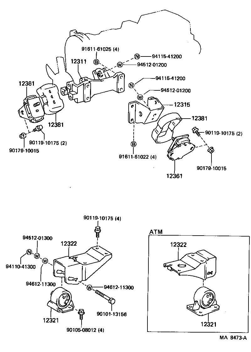 12303-54020 BRACKET, ENGINE MOUNTING, REAR, NO.1 product image