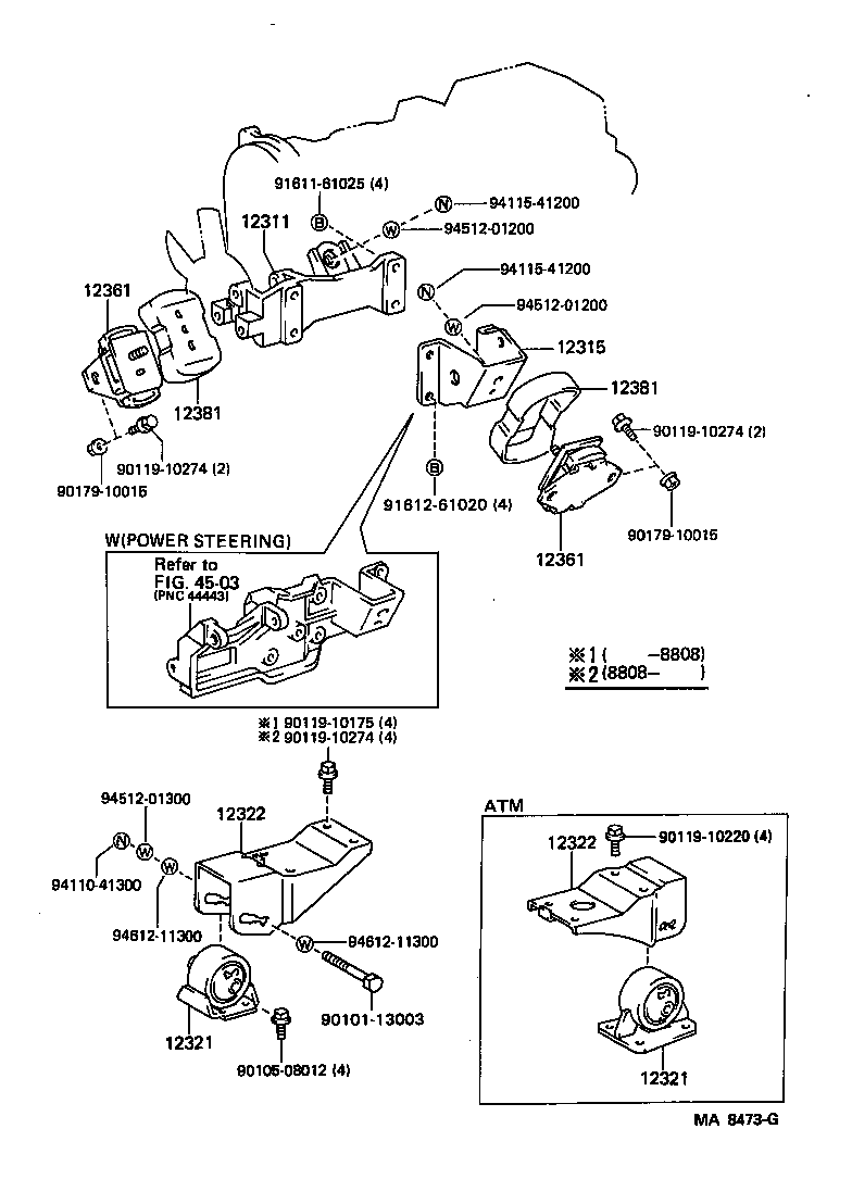 12303-67020 BRACKET, ENGINE MOUNTING, REAR, NO.1 product image