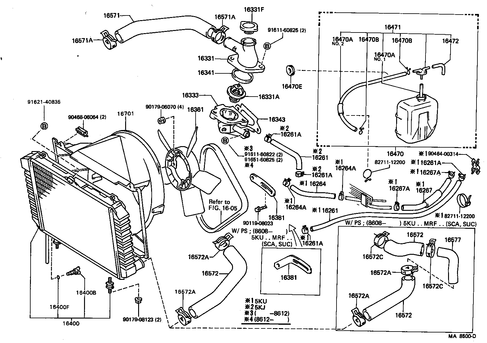 16027-64010 PIPE SUB-ASSY, TURBO WATER, NO.1 product image