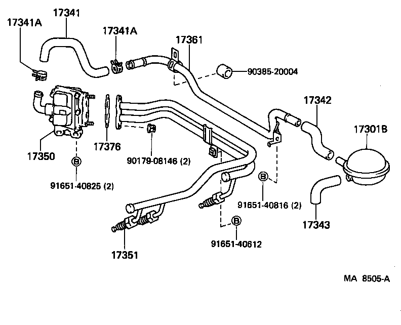 17342-13020 HOSE, NO.2(FOR AIR INJECTION SYSTEM) product image