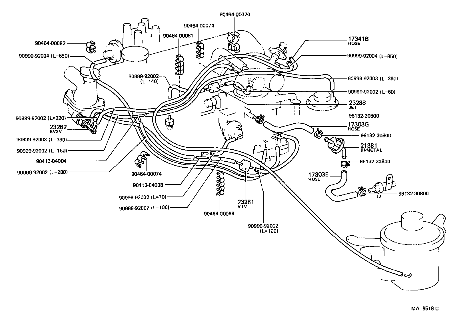 23826-13040 HOSE, NO.3(FOR AIR PIPE) product image