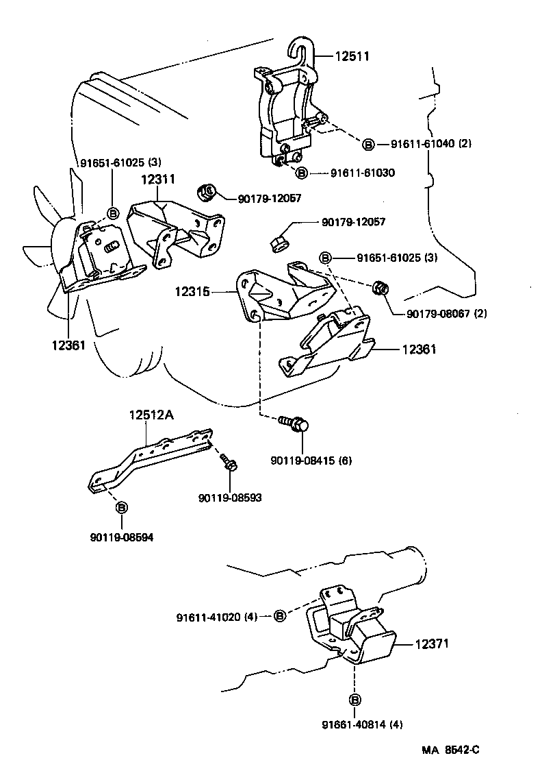 12311-70060 BRACKET, ENGINE MOUNTING, FRONT NO.1 RH product image