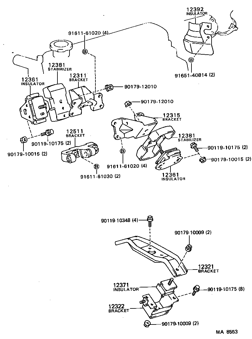 12326-71010 BRACKET, ENGINE MOUNTING, REAR NO.2 product image