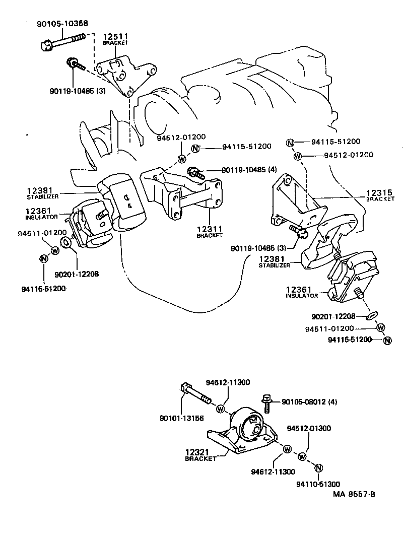 12301-13150 BRACKET, ENGINE MOUNTING, FRONT NO.1 RH product image