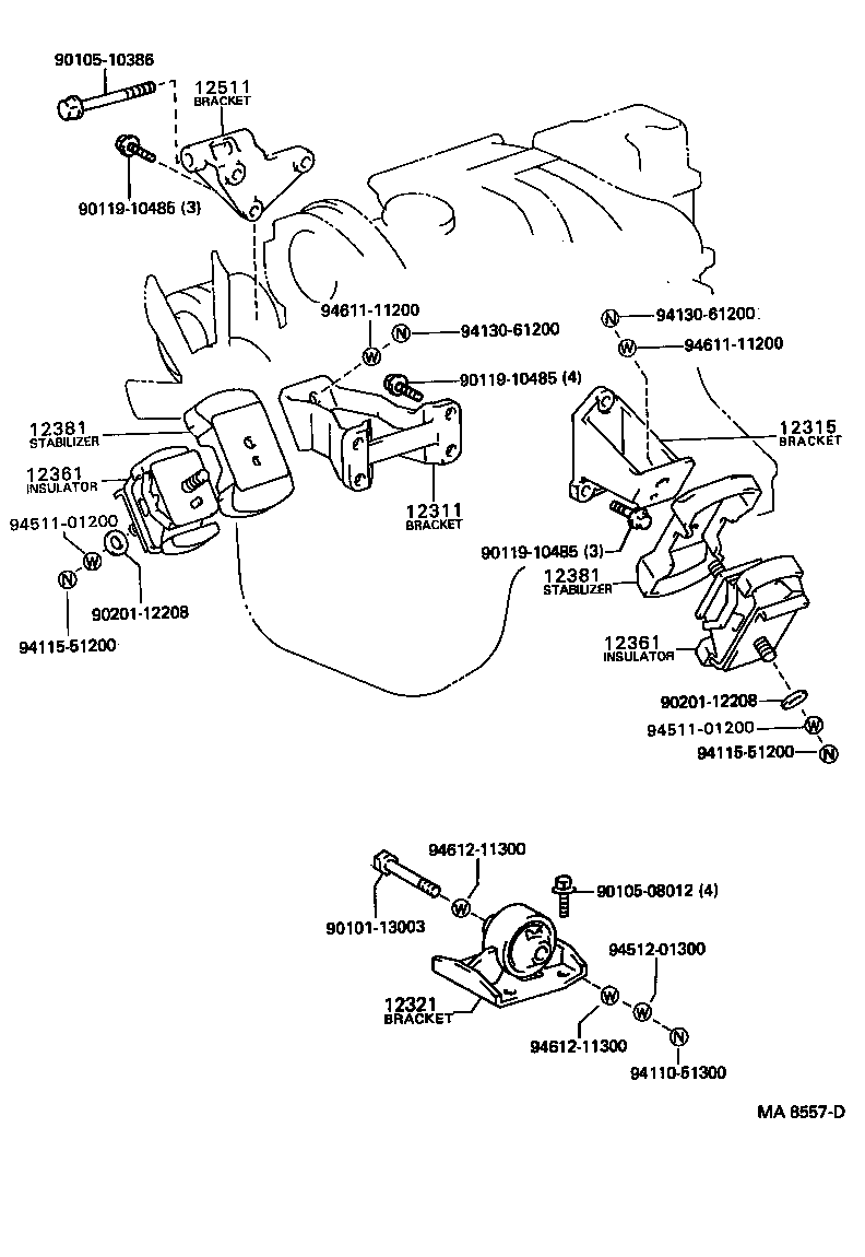 12301-13151 BRACKET, ENGINE MOUNTING, FRONT NO.1 RH product image