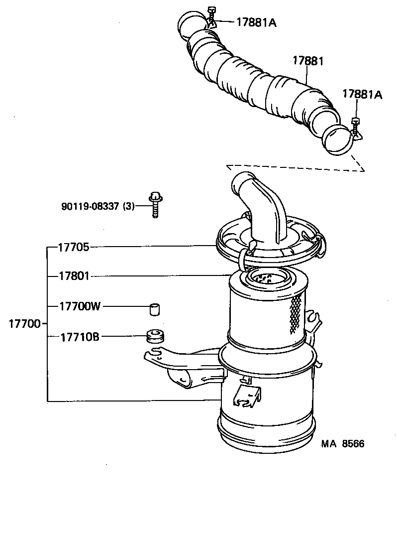 17103-64010 PIPE, INTAKE AIR CONNECTOR product image