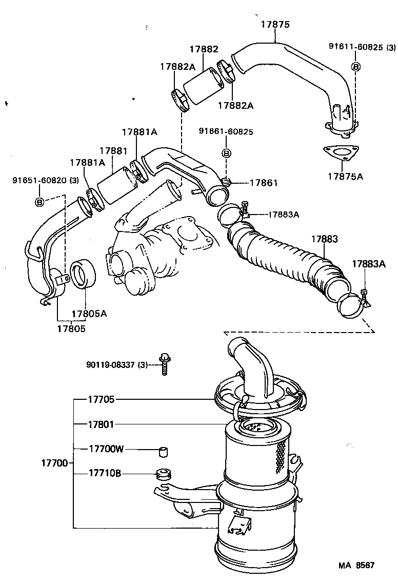 17103-64010 PIPE, INTAKE AIR CONNECTOR product image