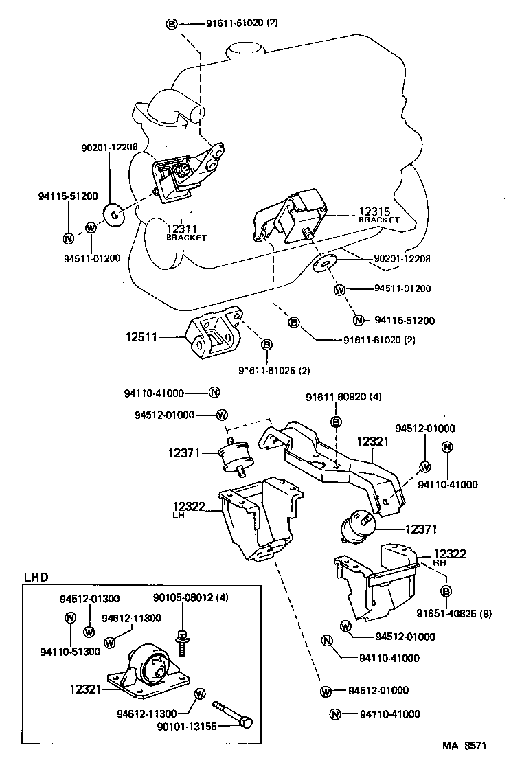 12301-13150 BRACKET, ENGINE MOUNTING, FRONT NO.1 RH product image
