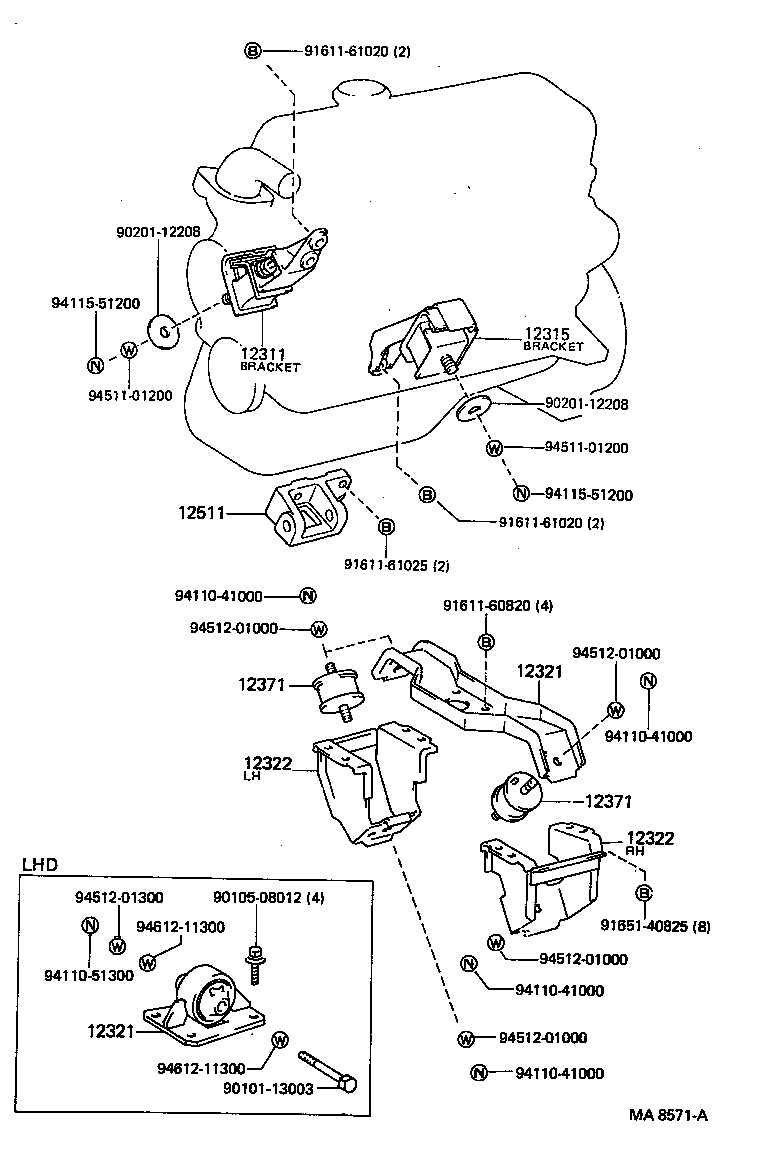 12301-13151 BRACKET, ENGINE MOUNTING, FRONT NO.1 RH product image