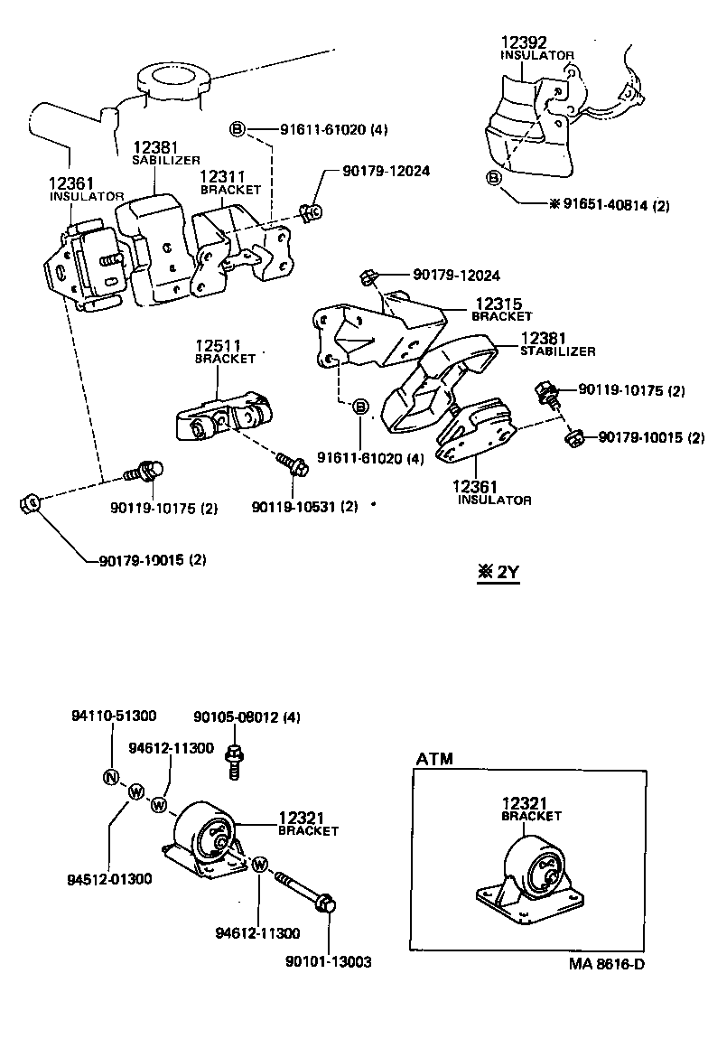 12301-13151 BRACKET, ENGINE MOUNTING, FRONT NO.1 RH product image