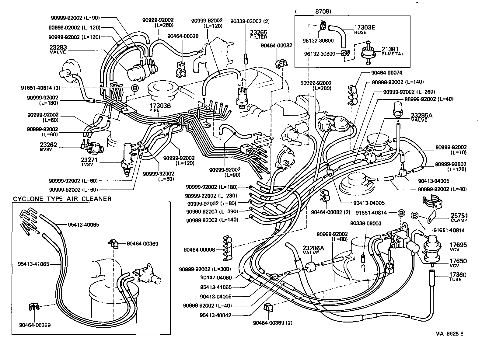 17341-72020 HOSE, NO.1(FOR AIR INJECTION SYSTEM) product image