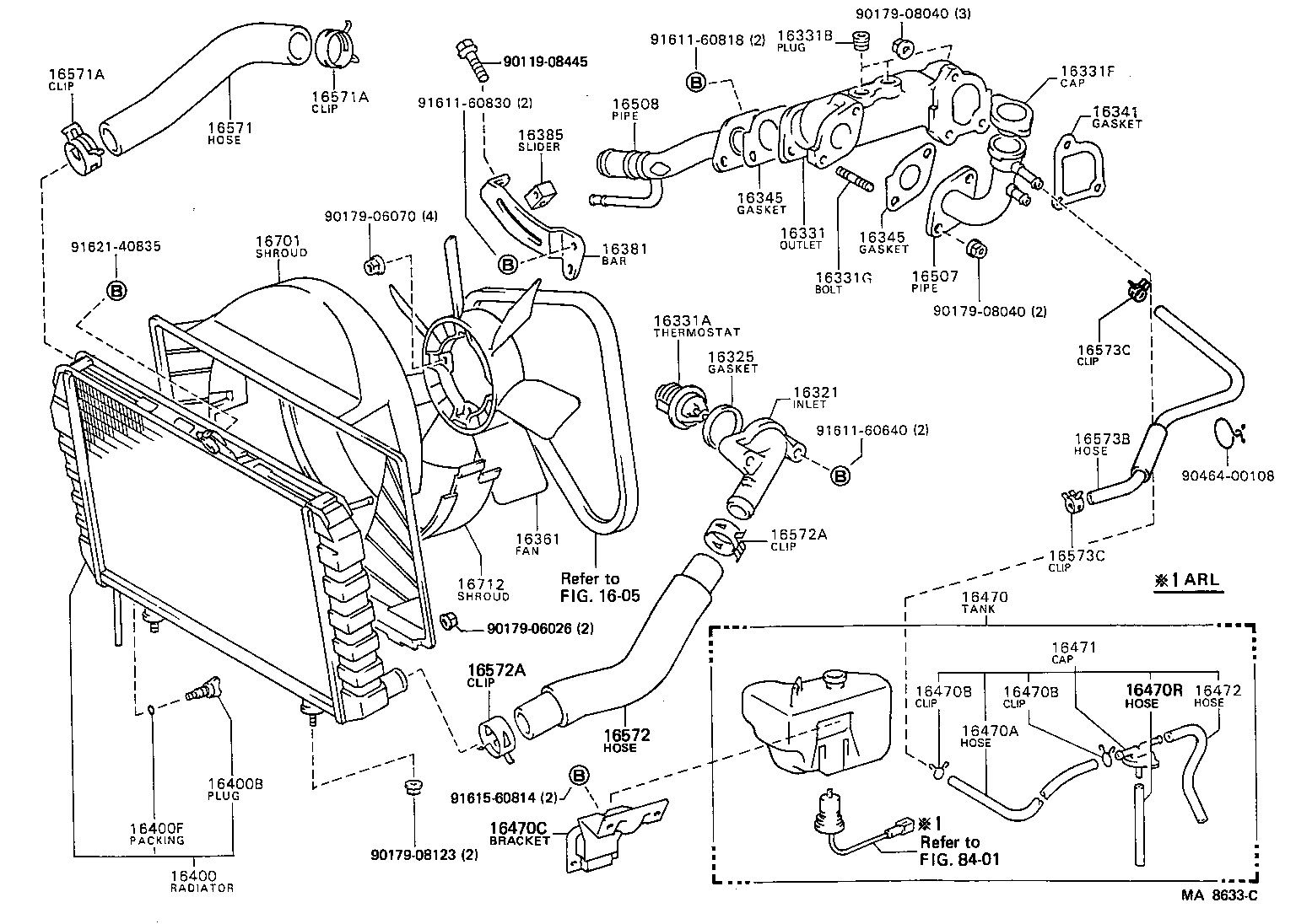 16572-73050 HOSE, RADIATOR, OUTLET product image