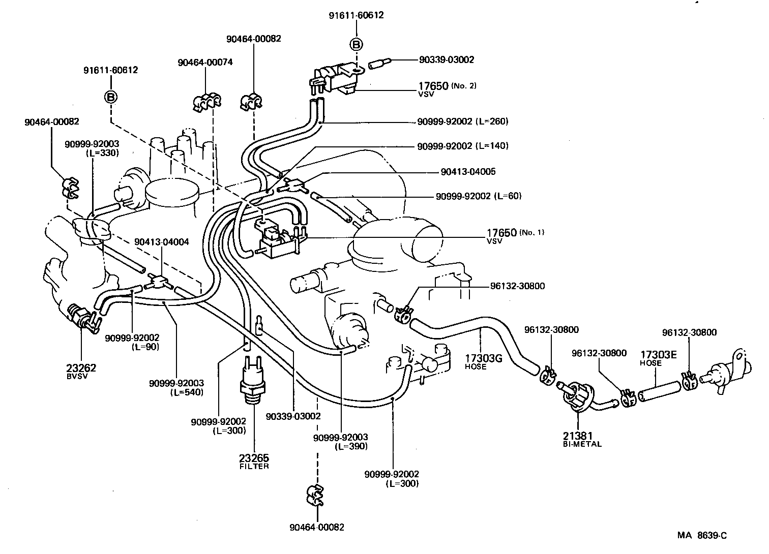 17341-72020 HOSE, NO.1(FOR AIR INJECTION SYSTEM) product image