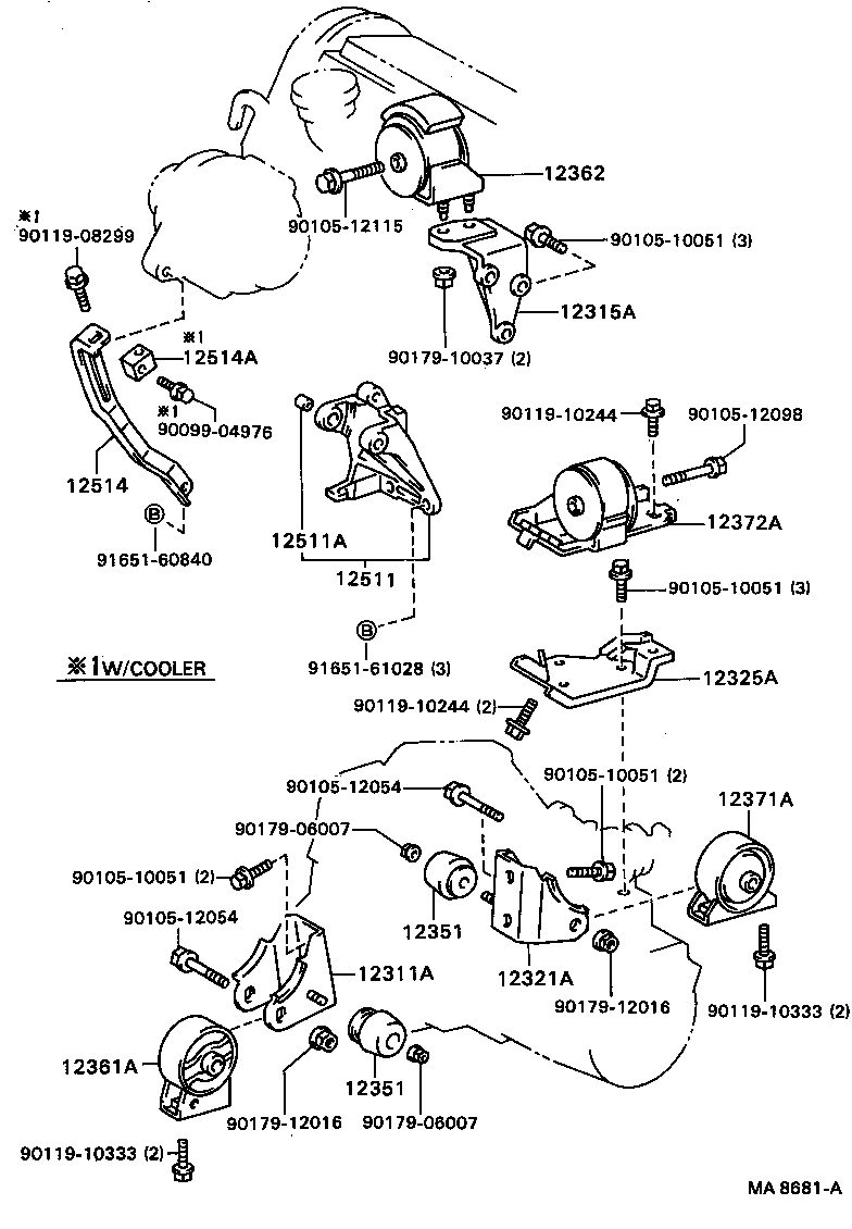 12321-74120 BRACKET, ENGINE MOUNTING, REAR(FOR TRANSVERSE ENGINE) product image