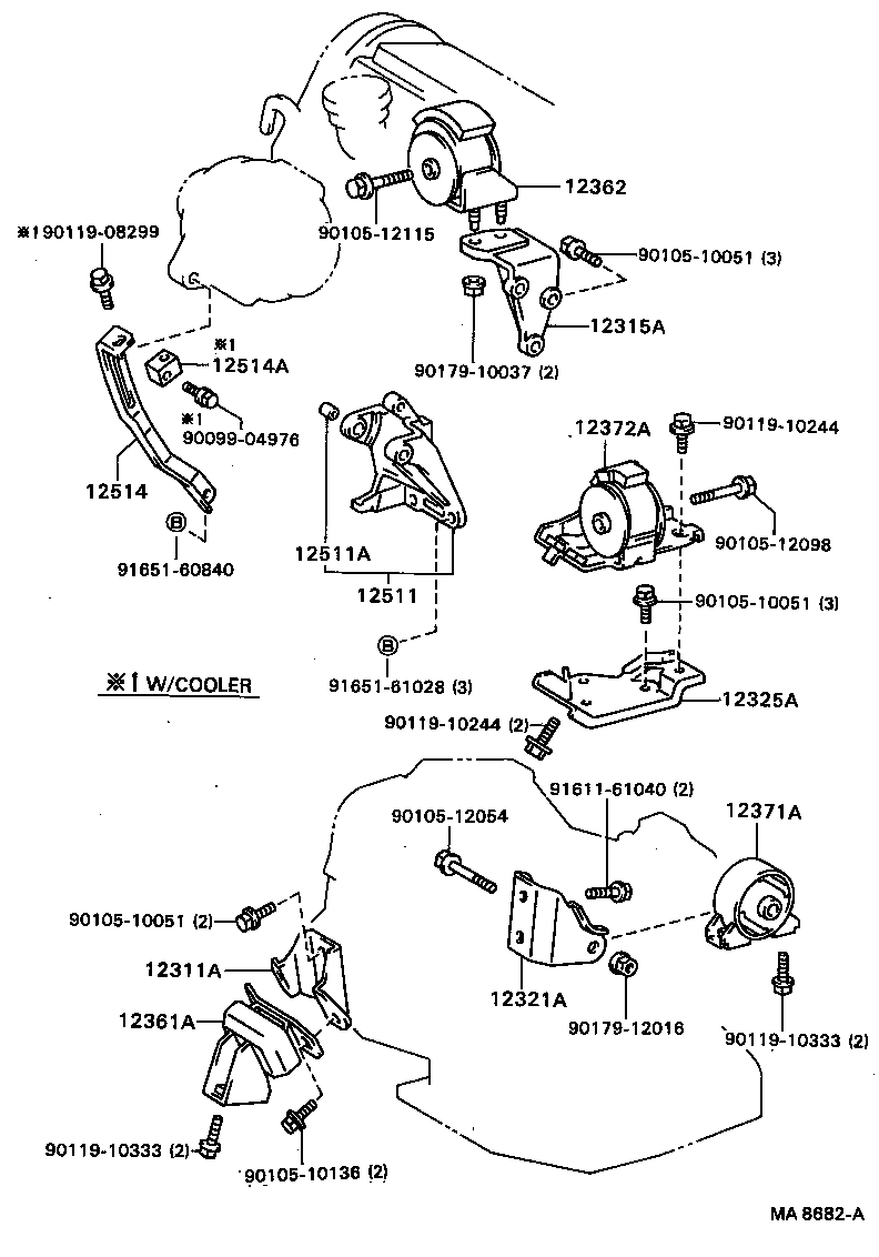 12321-74120 BRACKET, ENGINE MOUNTING, REAR(FOR TRANSVERSE ENGINE) product image