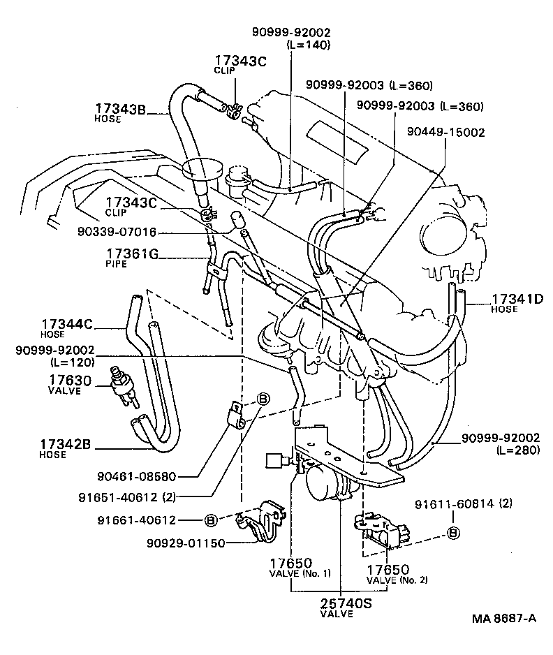 17341-16091 HOSE, NO.1(FOR IDLE-UP) product image