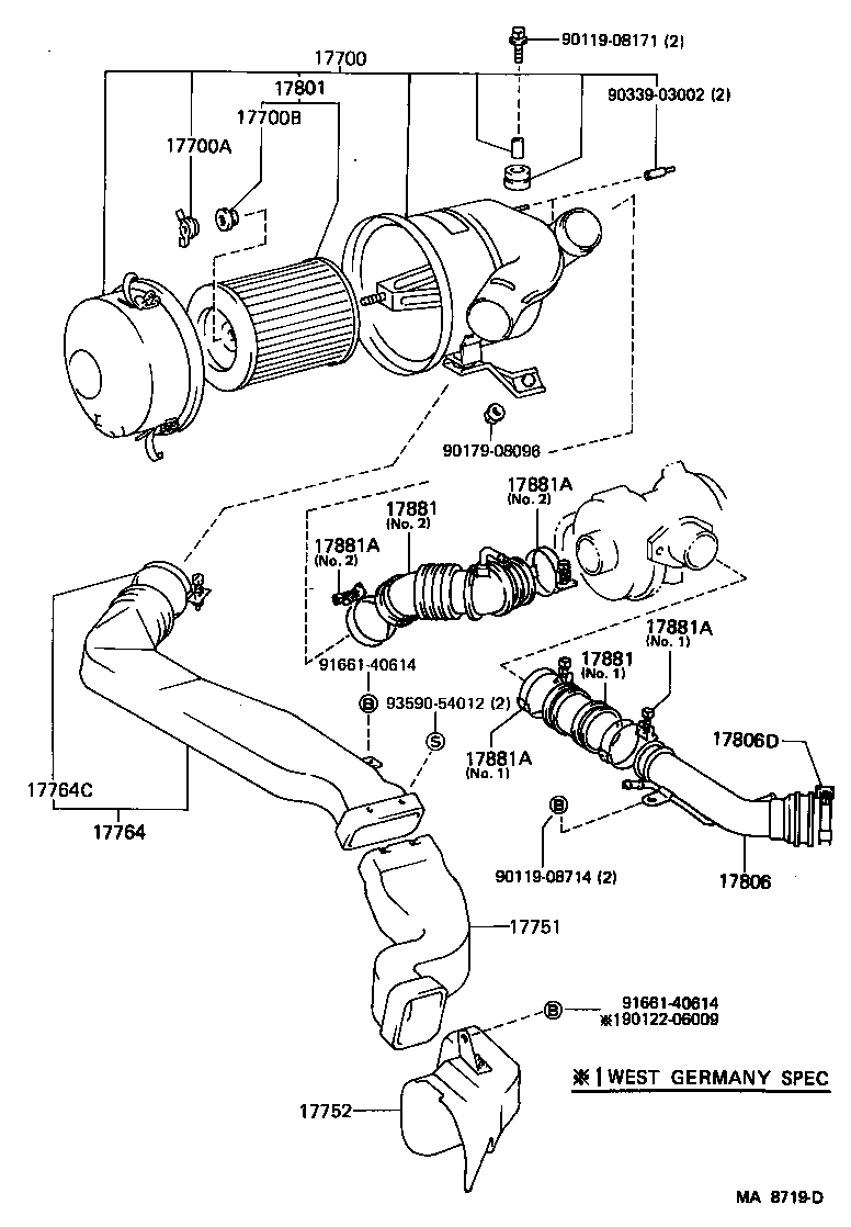 17349-58010 HOSE, AIR CLEANER, NO.1 product image