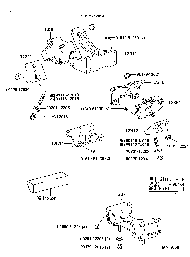 12361-68050 INSULATOR, ENGINE MOUNTING, FRONT product image