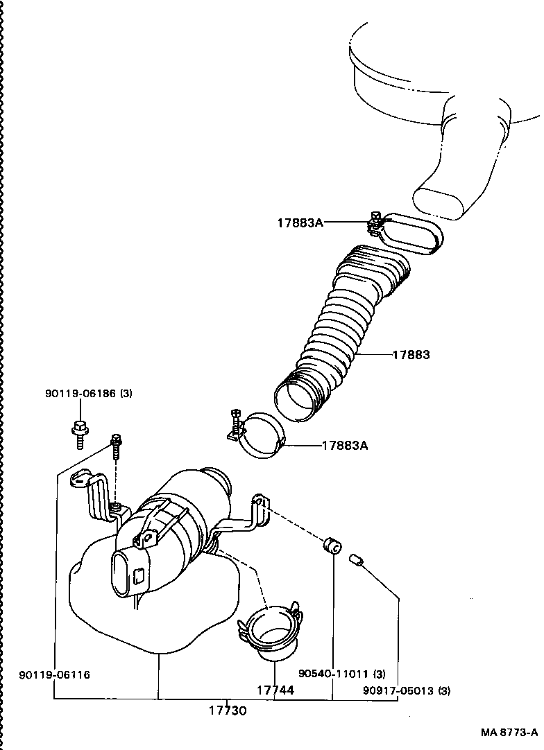 17103-54010 PIPE SUB-ASSY, AIR CLEANER, NO.2 product image