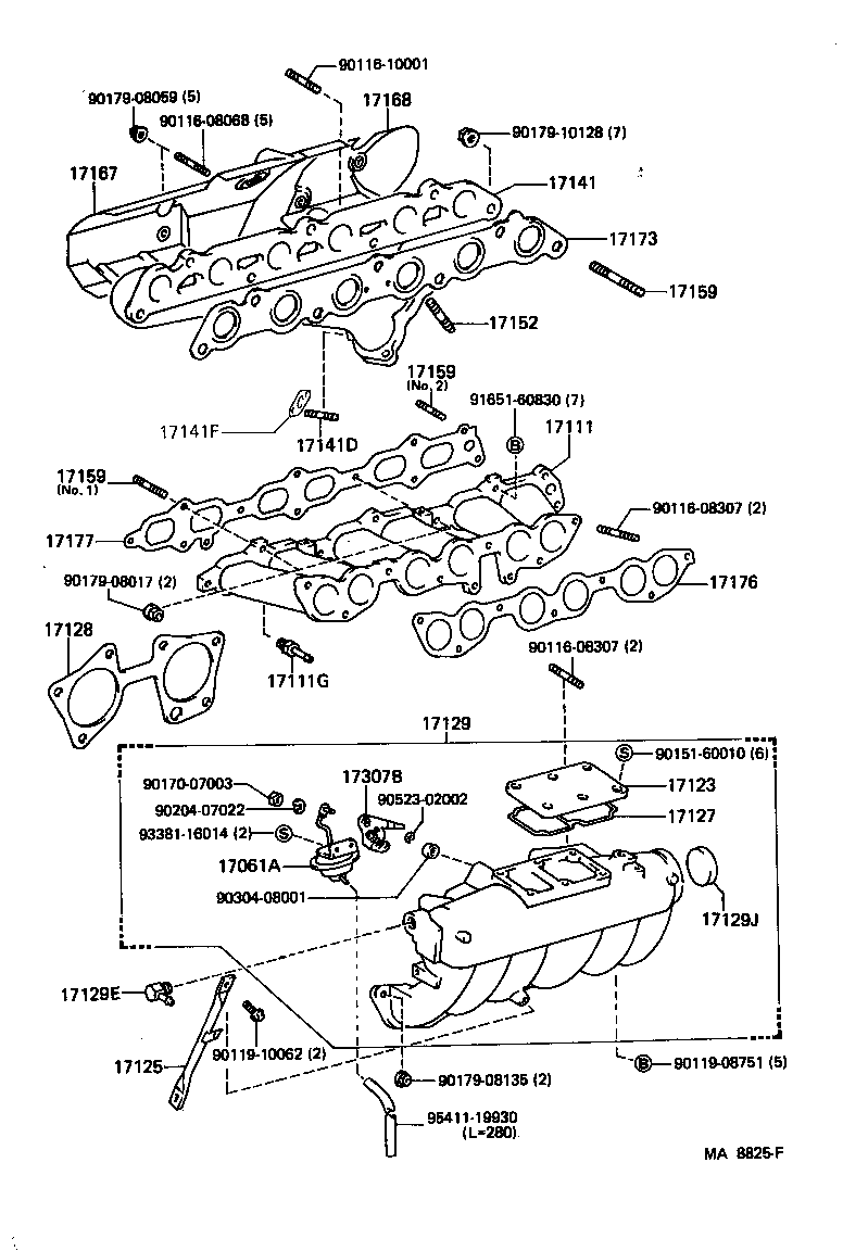 Toyota 17173-43040 GASKET, EXHAUST MANIFOLD TO HEAD