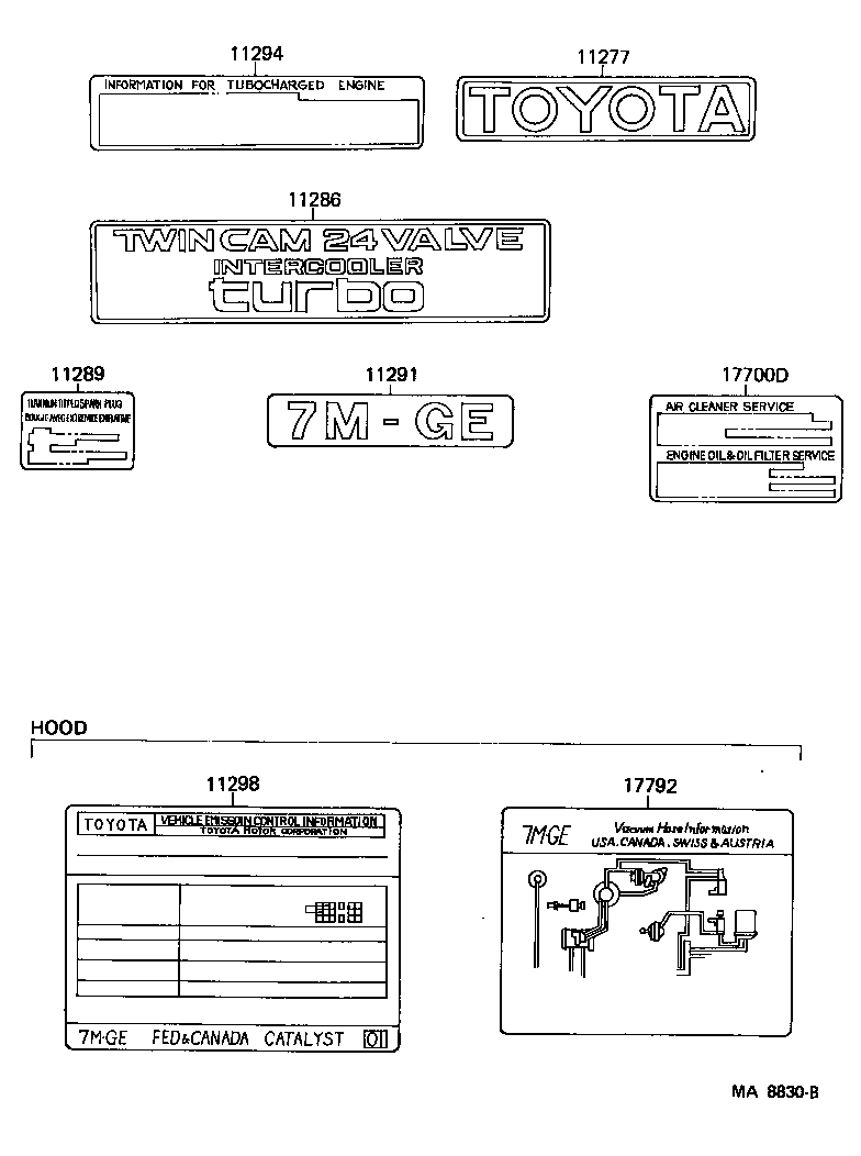 Toyota 11291-42030 PLATE, ENGINE NAME