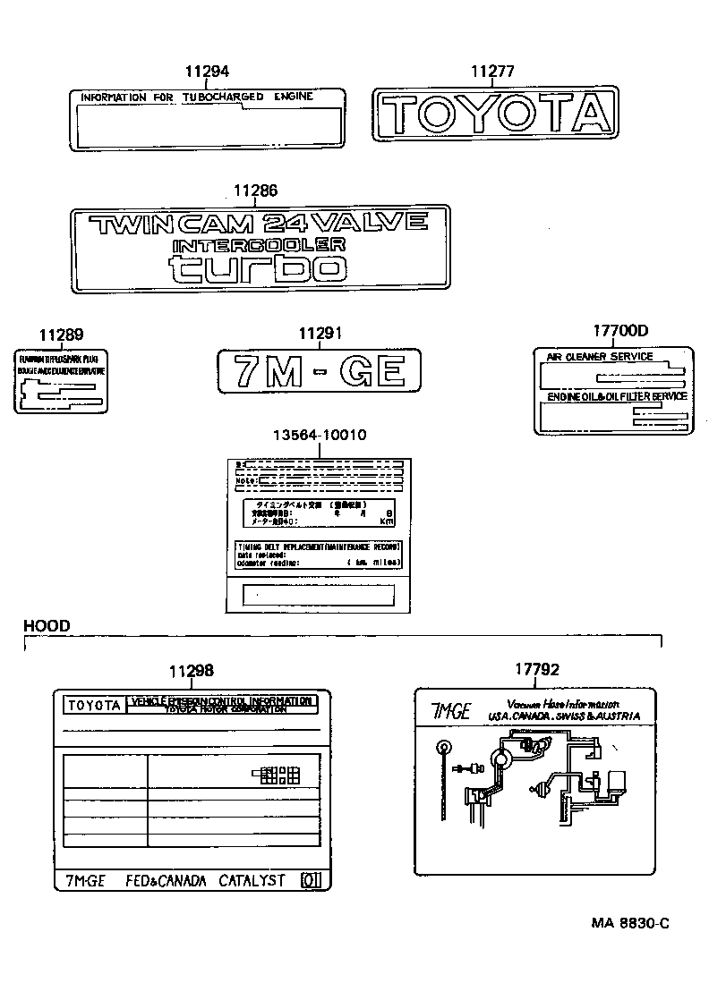 Toyota 11298-42130 PLATE, EMISSION CONTROL INFORMATION