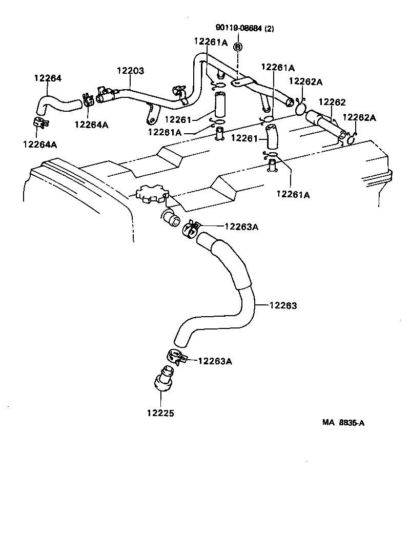 Toyota 12262-42030 HOSE, VENTILATION, NO.2