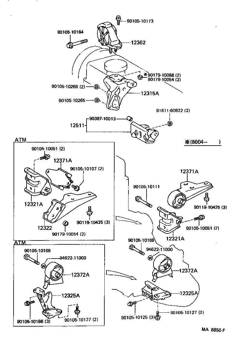 12321-55020 BRACKET, ENGINE MOUNTING, REAR(FOR TRANSVERSE ENGINE) product image