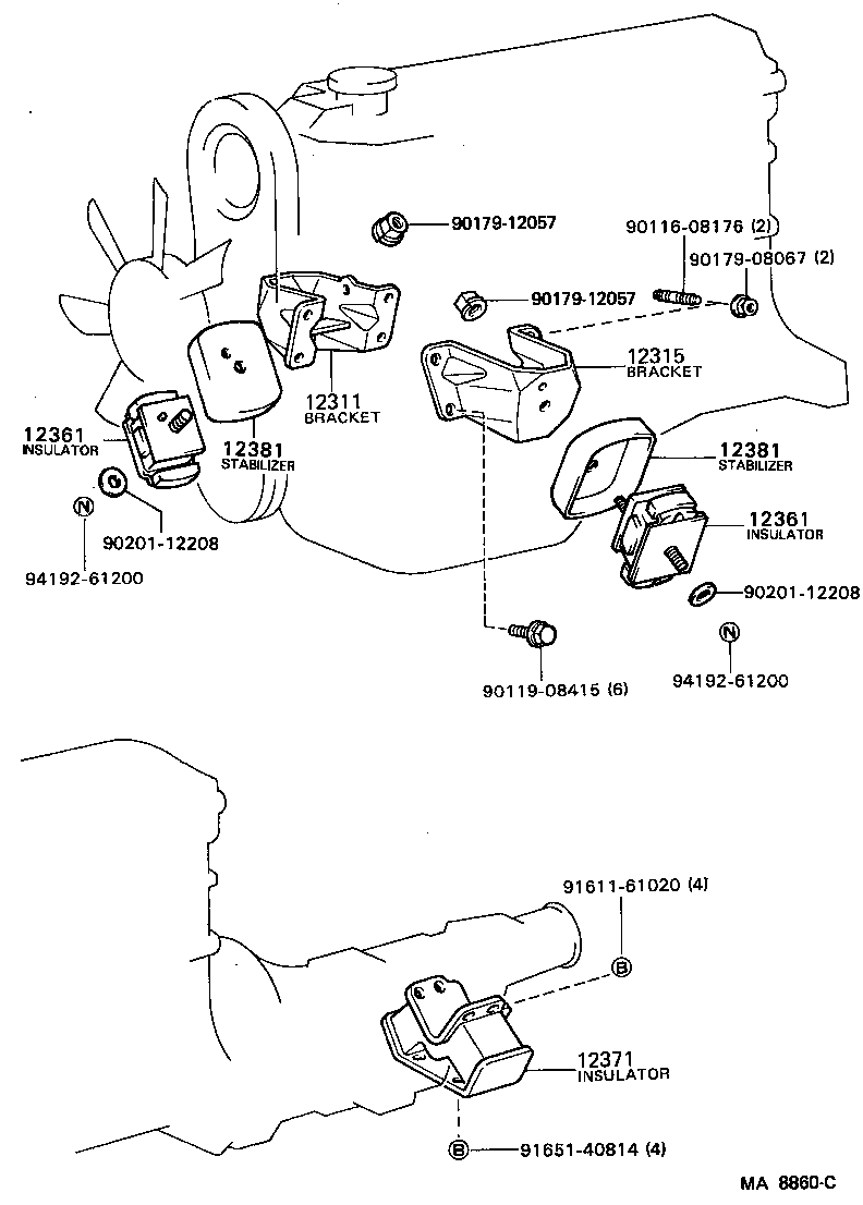 12361-70060 INSULATOR, ENGINE MOUNTING, FRONT product image