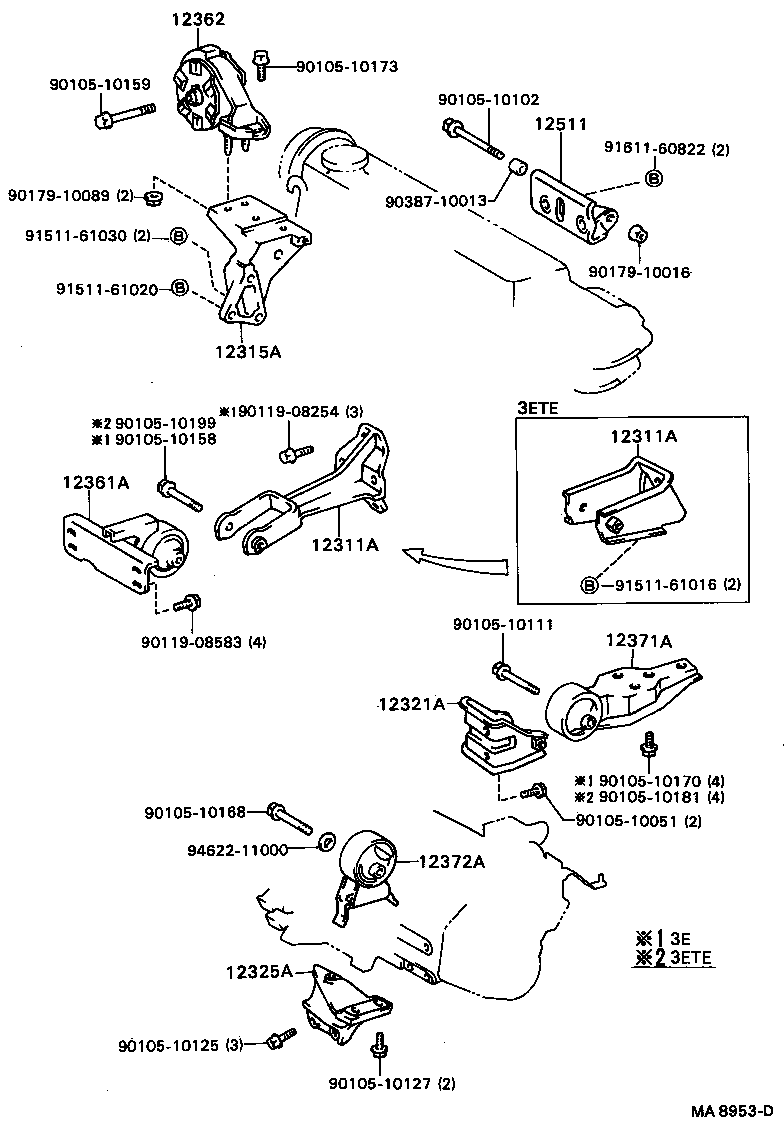 12361-55010 INSULATOR, ENGINE MOUNTING, FRONT(FOR TRANSVERSE ENGINE) product image