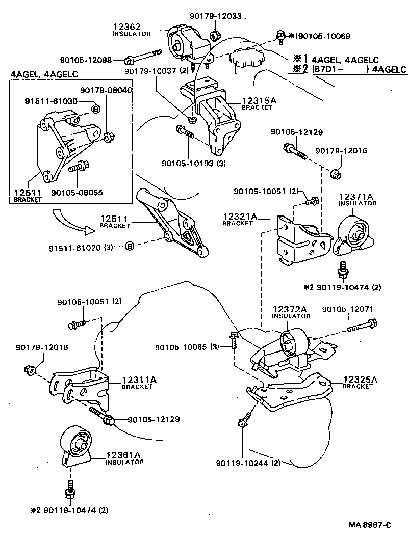 12361-11030 INSULATOR, ENGINE MOUNTING, FRONT(FOR TRANSVERSE ENGINE) product image