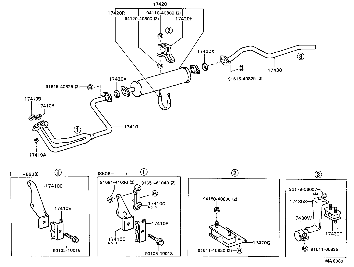 17410-73090 PIPE ASSY, EXHAUST, FRONT product image