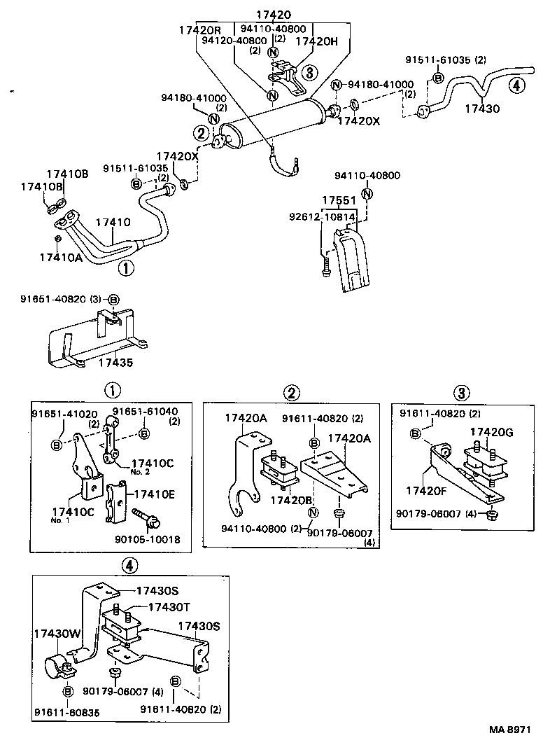 17410-73090 PIPE ASSY, EXHAUST, FRONT product image