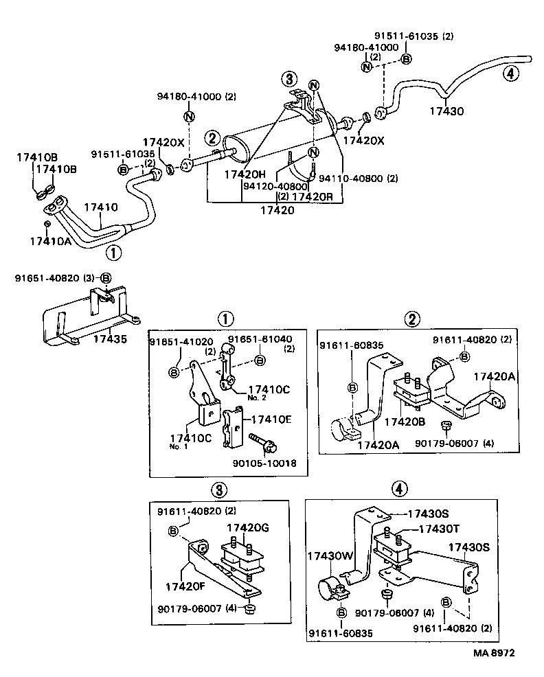 17410-73090 PIPE ASSY, EXHAUST, FRONT product image
