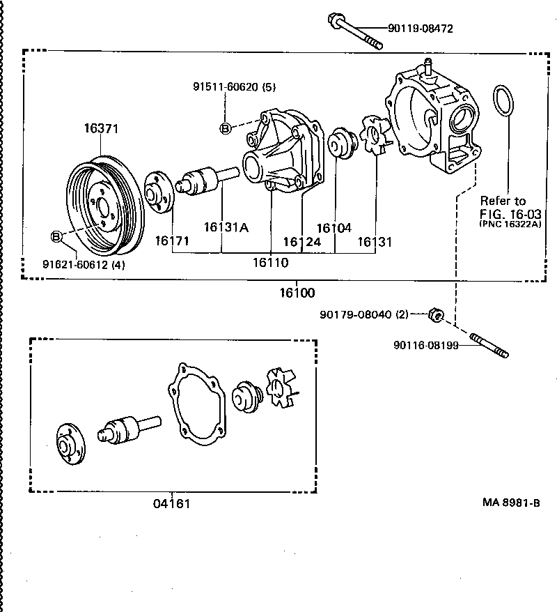 Toyota 16100-19195 PUMP ASSY, ENGINE WATER