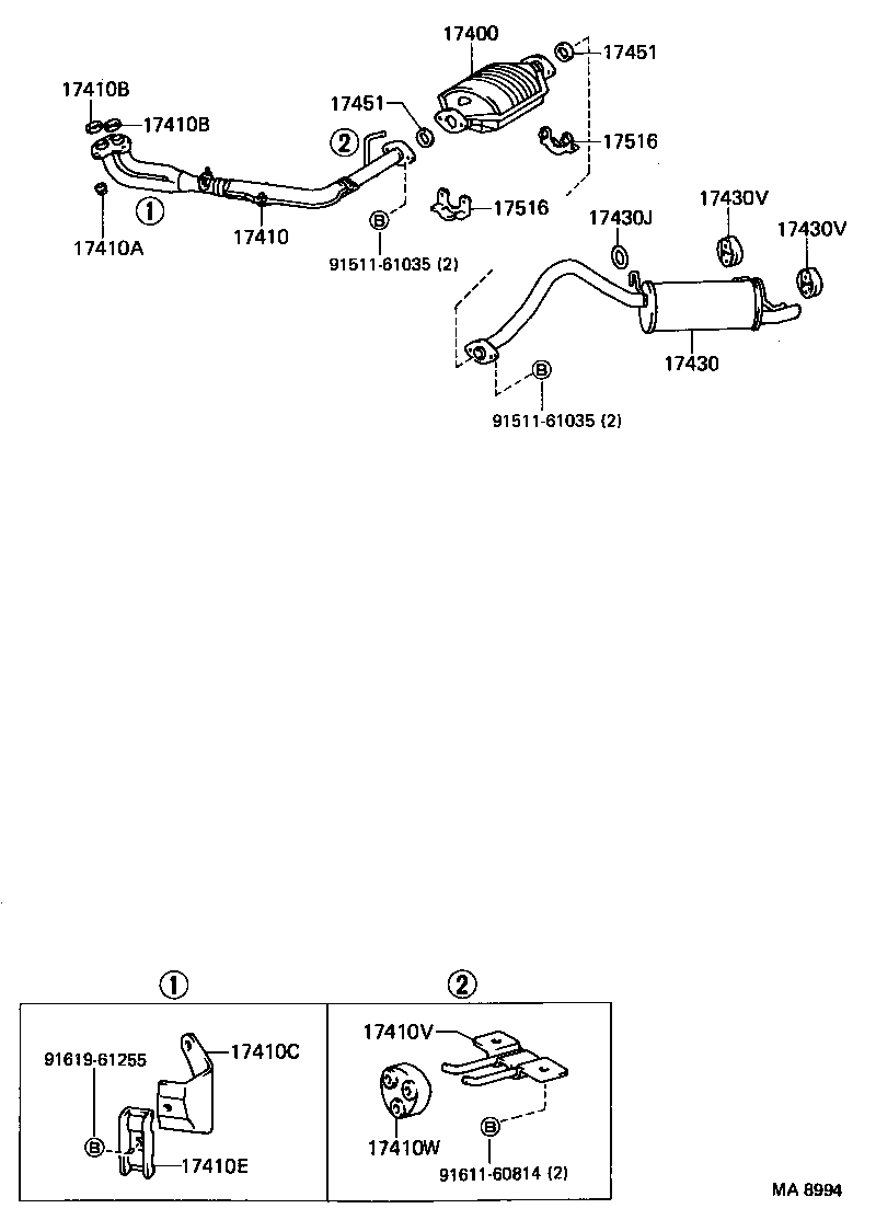 17401-73010 PIPE ASSY, EXHAUST, FRONT product image