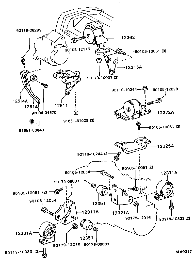 12361-74010 INSULATOR, ENGINE MOUNTING, FRONT(FOR TRANSVERSE ENGINE) product image