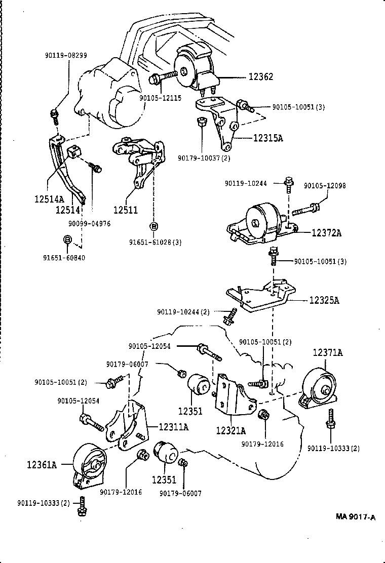 12321-74120 BRACKET, ENGINE MOUNTING, REAR(FOR TRANSVERSE ENGINE) product image