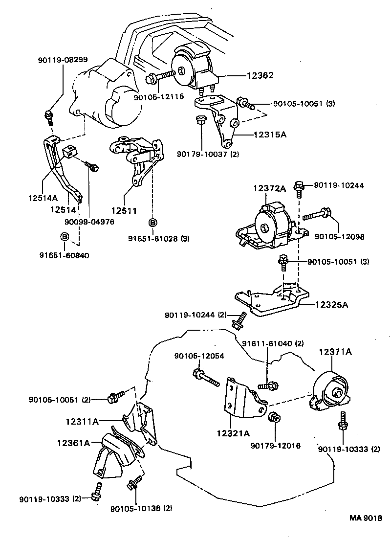 12361-74010 INSULATOR, ENGINE MOUNTING, FRONT(FOR TRANSVERSE ENGINE) product image