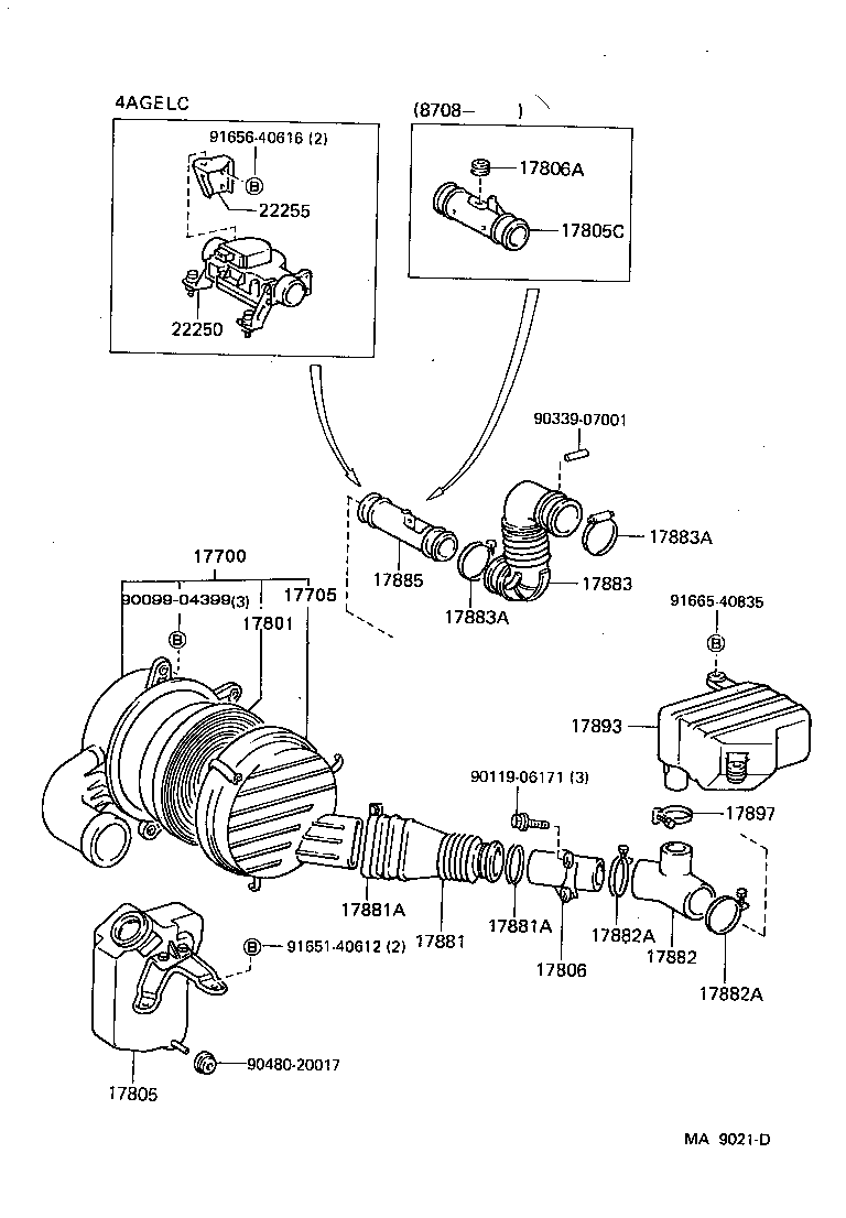17805-16030 PIPE SUB-ASSY, AIR CLEANER, NO.1 product image
