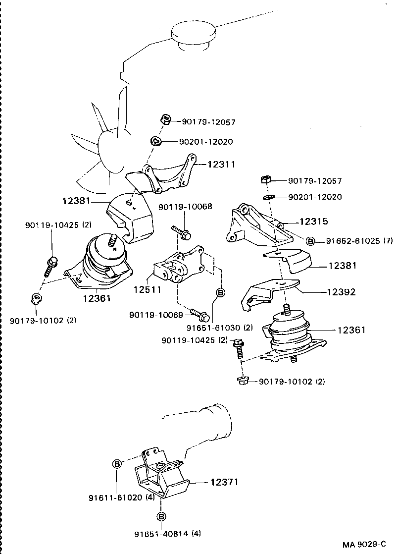 12311-70050 BRACKET, ENGINE MOUNTING, FRONT NO.1 RH product image