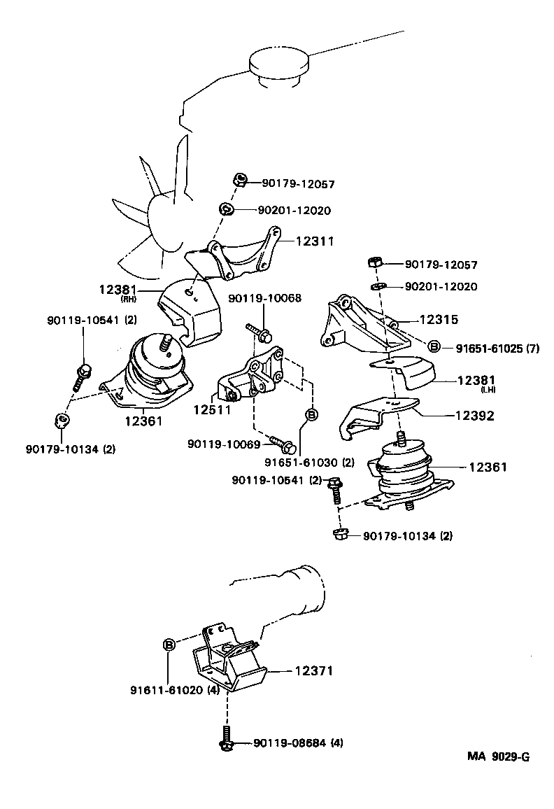 12311-54190 BRACKET, ENGINE MOUNTING, FRONT NO.1 RH product image