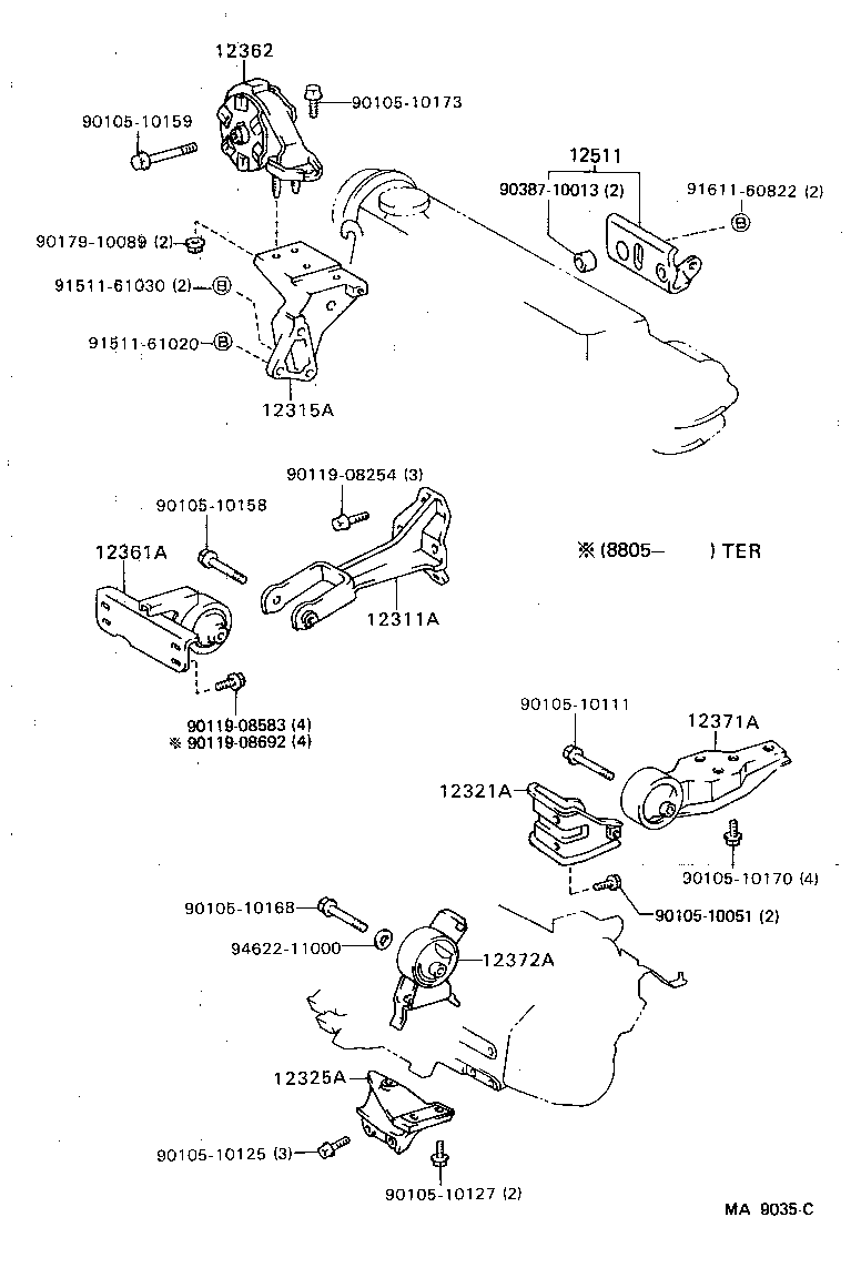 Toyota 12325-11040 BRACKET, ENGINE MOUNTING, LH(FOR TRANSVERSE ENGINE)