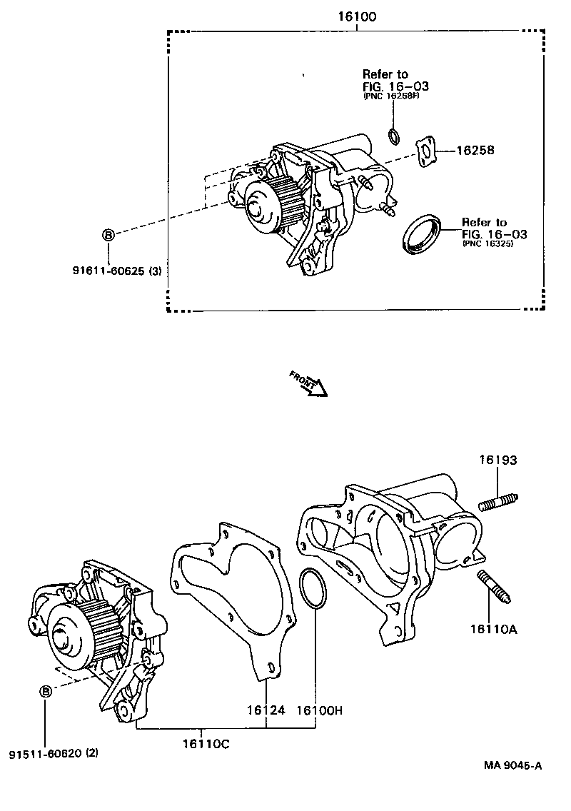 16110-69036 PUMP ASSY, WATER, W/O COVER product image