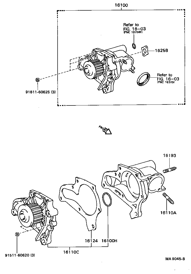 Toyota 16100-69205 PUMP ASSY, ENGINE WATER