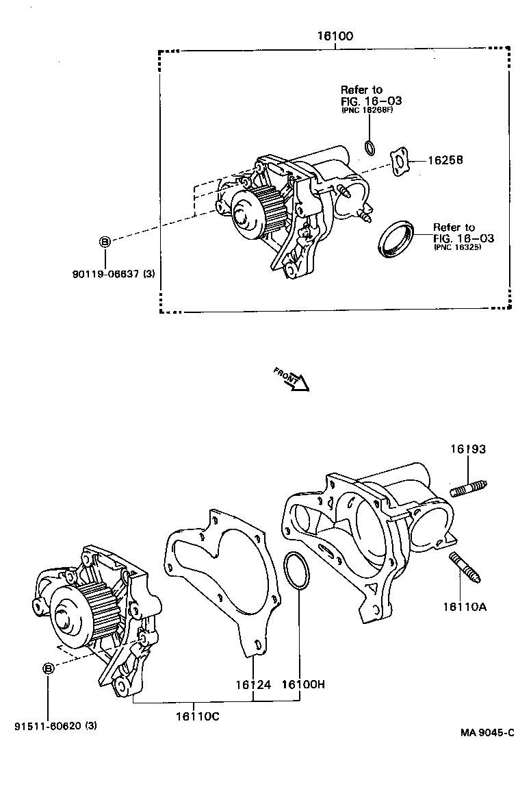 Toyota 16100-69305 PUMP ASSY, ENGINE WATER