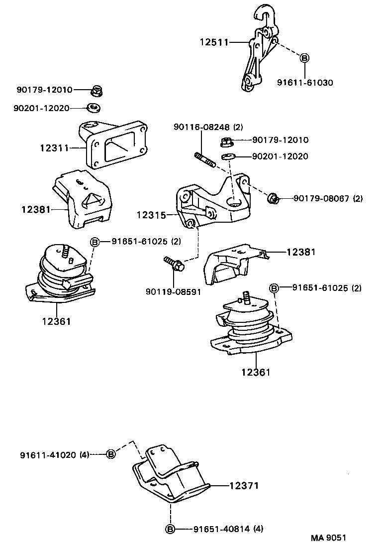 12361-70031 INSULATOR, ENGINE MOUNTING, FRONT product image