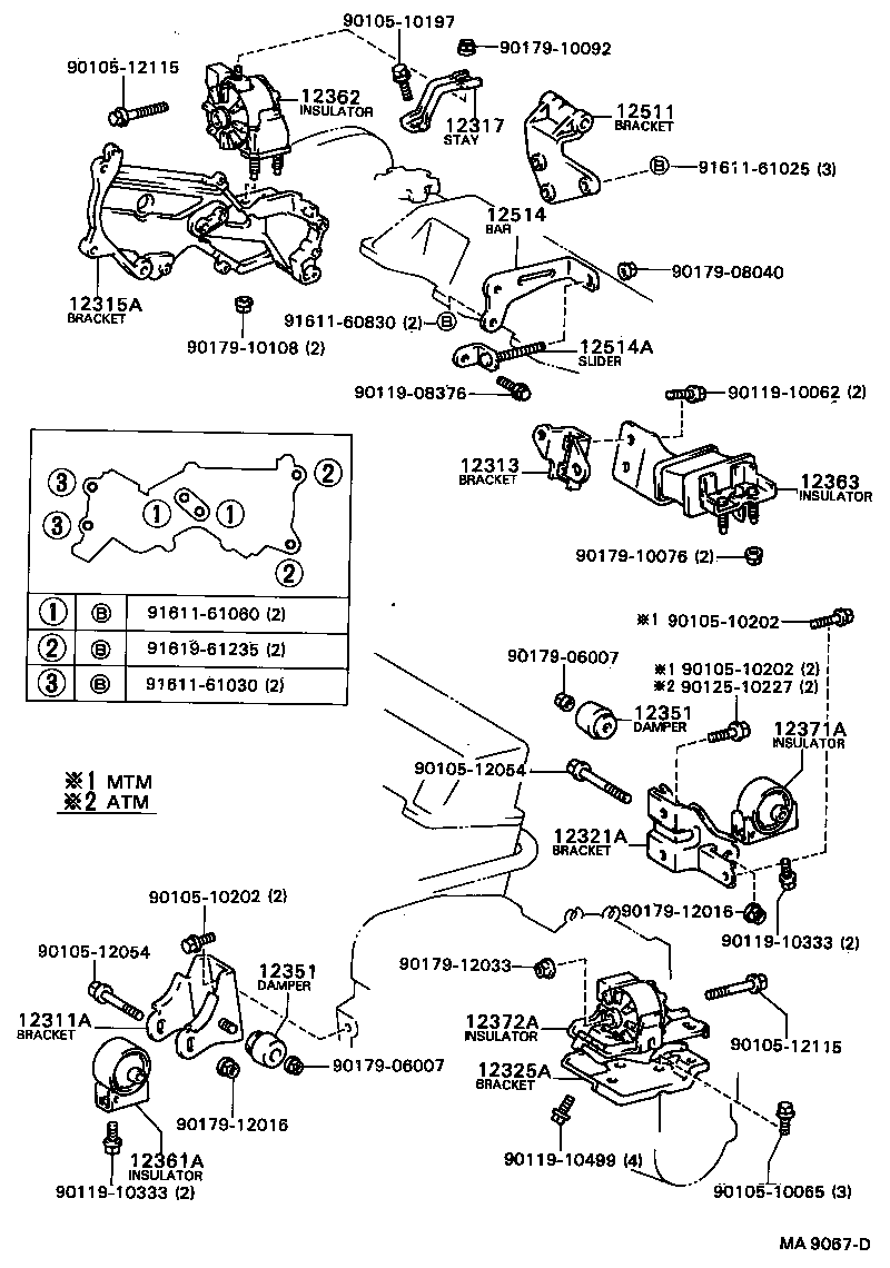 12361-62010 INSULATOR, ENGINE MOUNTING, FRONT(FOR TRANSVERSE ENGINE) product image