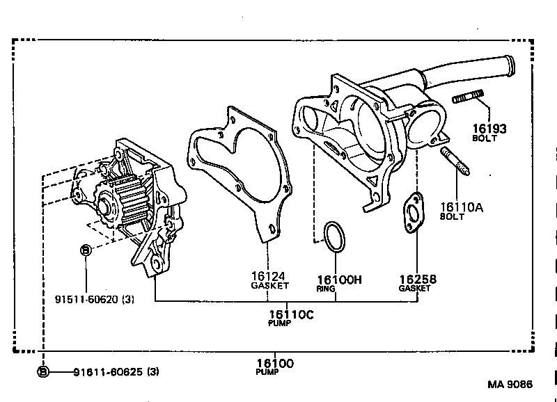 16100-69185 PUMP ASSY, ENGINE WATER product image