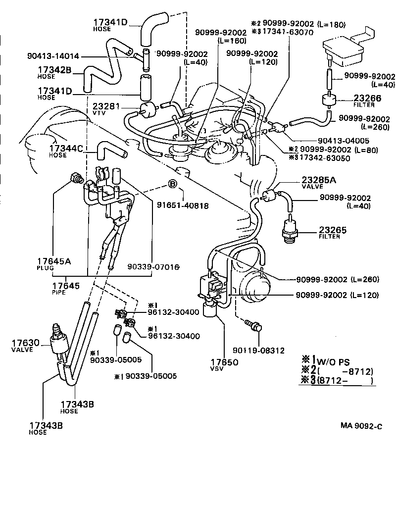 17308-62010 HOSE SUB-ASSY, VACUUM(FOR IDLE-UP) product image